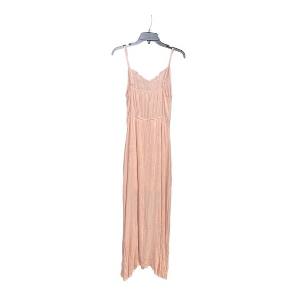 Dina Be Pink Crinkle Gauze Lace Maxi Dress Medium Elastic Waist Boho Beach Style - Picture 3 of 10